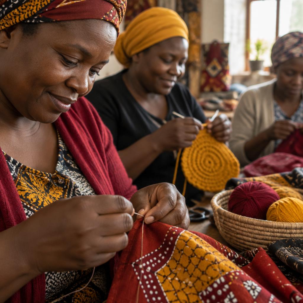 Women developing sewing and crochet skills